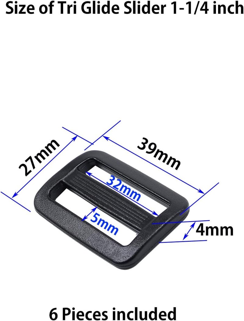 Baitoo Tri glide Slider,Heavy Duty Plastic Tri Glide Slide Buckle Strap sliders Adjusters for Backpack Strap Belt - Image 2